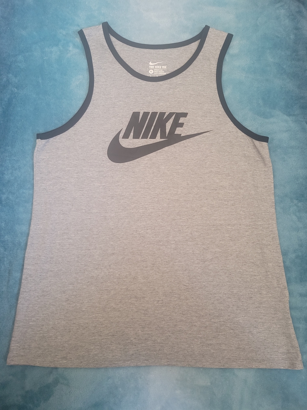 Nike Men's Grey Tank Top with Black Logo